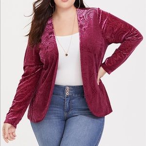 NEW Torrid Size 3 Red Burnout Velvet Blazer